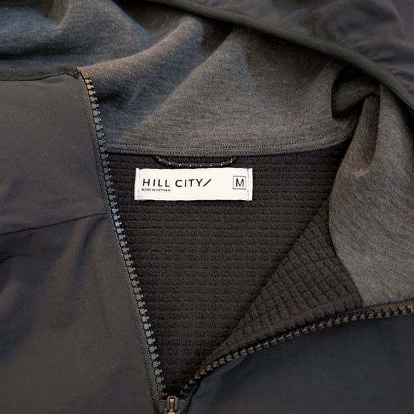 Hill City Men Half Zip Charcoal Pullover With Hood - Picture 3 of 11